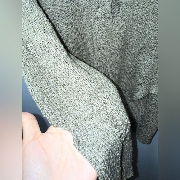 Fate Olive Green Loose Knit Distressed Grunge Pullover Sweater Size Large EUC - Picture 5 of 8